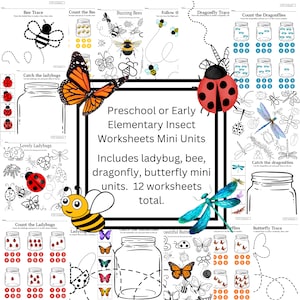 Preschool Insect Unit Study Bug Busy Book Preschool Line Tracing Worksheet Counting Bee Unit Study Dragonfly Butterfly Ladybug Homeschool