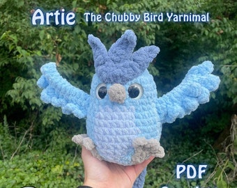 Artie den knubbiga fågeln Yarnimal PDF-virkmönster