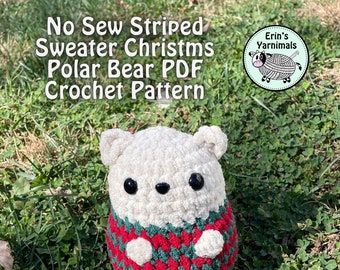 No Sew Striped Sweater Christmas Polar Bear PDF Pattern