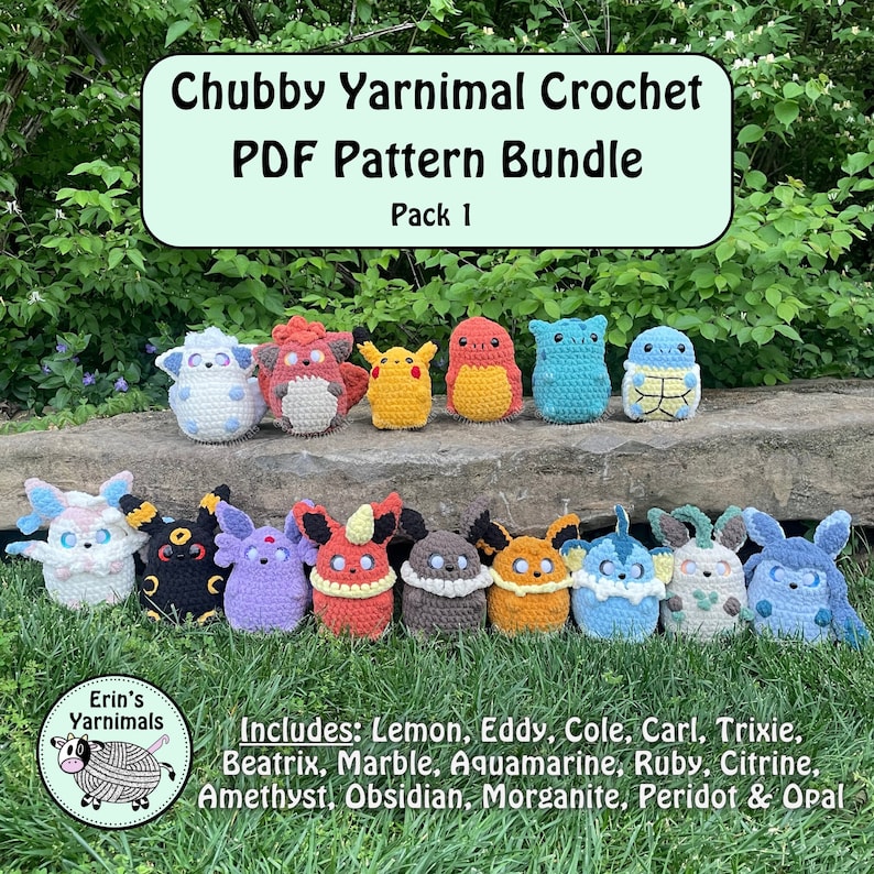 Chubby Yarnimal Crochet PDF Pattern Bundle Pack 1 image 1