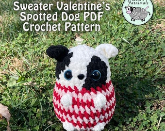 No Sew Striped Sweater Valentine's Spotted Dog PDF Crochet Pattern