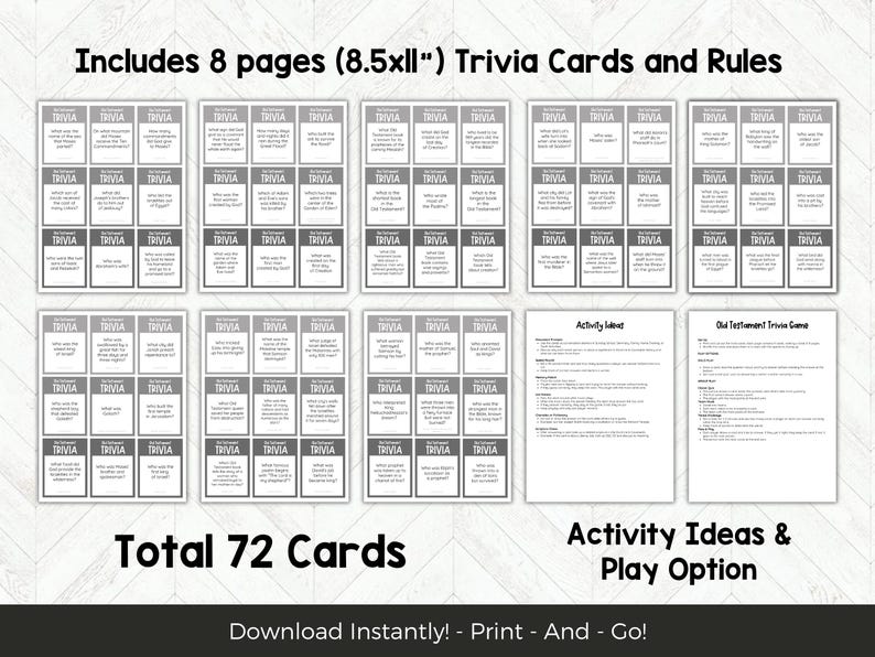 Old Testament Bible Trivia, Bible Games for Kids Teens and Adults ...