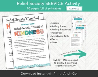 Relief Society Month of Service Activity Invitation, EDITABLE RS Activity Invitation Flier, LDS Young Women, Youth, Stake or Ward Activity