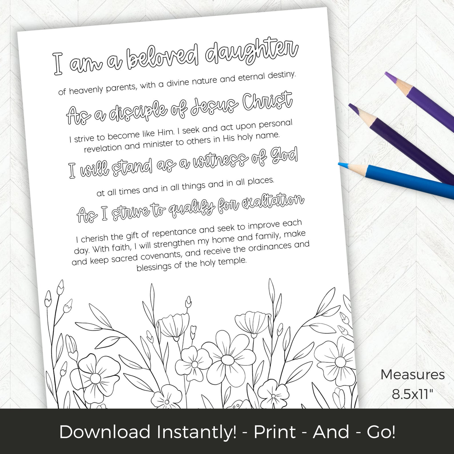 LDS Young Women Coloring Pages, Adult Coloring Pages, LDS Printable ...
