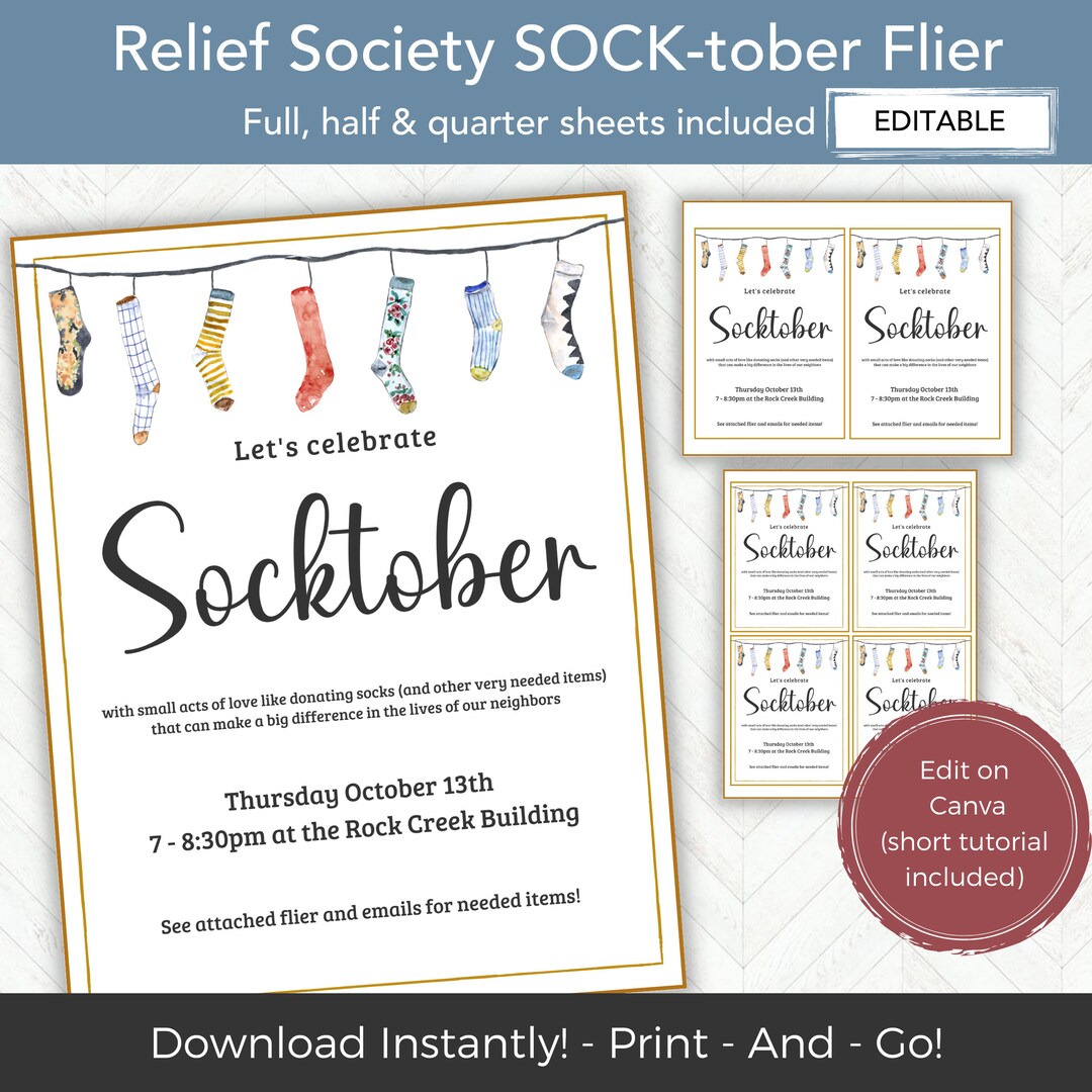 Relief Society Service Activity, RS Activity Invitation Printable, LDS Printable Ministering ...