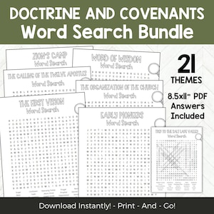 Doctrine and Covenants Word Search Bundle, D&C Game For LDS Seminary Class or Sunday School, Church History Activity For Teens Adults