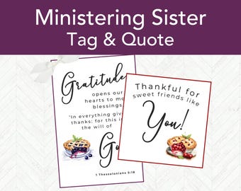 Thanksgiving LDS Ministering Handout Gift Tag Printable, LDS Relief Society Gift Tag, Easy Ministering Sister Gift Idea for Fall or Autumn