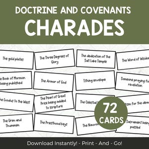 Doctrine and Covenants Charades Game, LDS Youth or Seminary Activity, Printable Scripture Game with Instructions, Fun LDS PDF Download