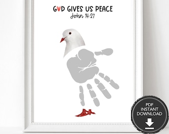 Noah's Ark Dove Children's Bible Handprint Craft, Scripture Handprint Art, Christian Craft for Kids, Bible Craft, Bible Verse Activity