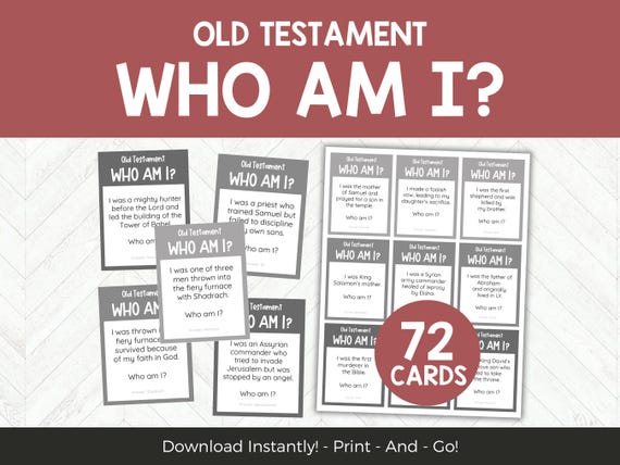 Old Testament Game, Who Am I Game, Printable Bible Games for Kids Teens & Adults, Church Games for Seminary, Sunday School or Ministry