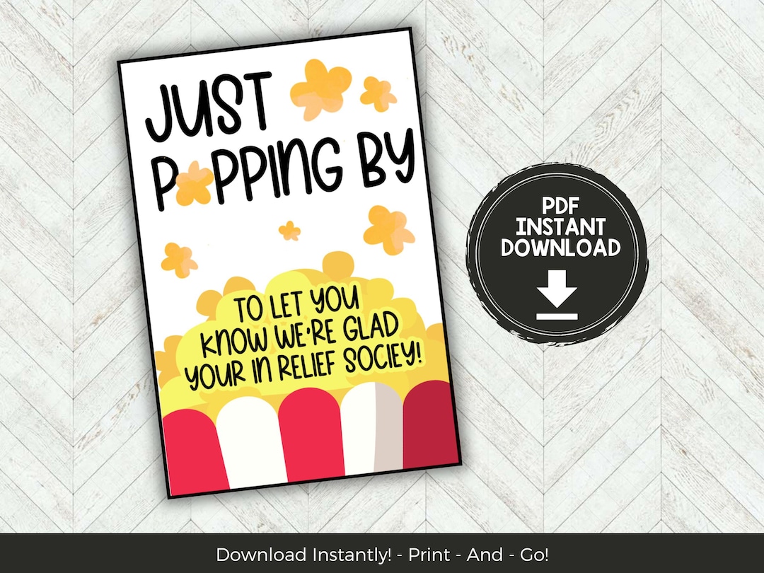 Popcorn Ministering Gift Tag, Relief Society Gift Idea, LDS Ministering ...