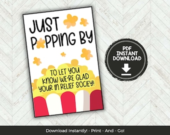 Popcorn Ministering Gift Tag, Relief Society Gift Idea, LDS Ministering Handouts,  LDS Candy Gift Tags, LDS Printable