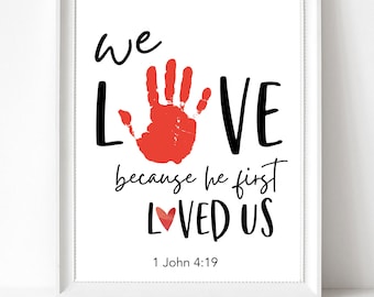 Valentines Christian Printable Bible Craft, Kids Bible Art, Handprint Crafts Bible Activities for Kids, Bible Worksheets Handprint Art
