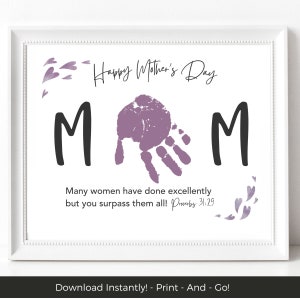Mothers Day Scripture Card Craft, Easy Toddler Activities, Mothers Day Handprint Art, Preschool Crafts, DIY Christian Mothers Day Gifts