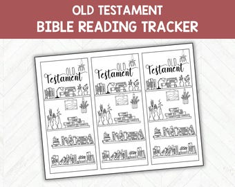 Old Testament Reading Tracker Printable, Bible Study Coloring Page, Bookshelf Design, Christian or LDS Scripture Study Chart PDF Download