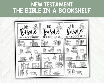 New Testament Reading Tracker Printable, Bible Study Coloring Page, Bookshelf Design, Christian or LDS Scripture Chart PDF Download