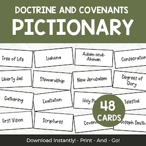 Doctrine and Covenants LDS Game, D&C Pictionary Game For LDS Seminary Class or Sunday School, Easy Church History Activity For Teens Adults