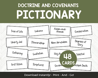 Doctrine and Covenants LDS Game, D&C Pictionary Game For LDS Seminary Class or Sunday School, Easy Church History Activity For Teens Adults