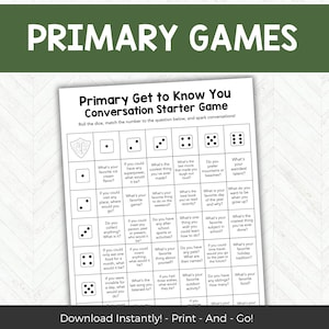 LDS Primary Activity, Easy LDS Printable Icebreaker Game, Activity Days Sunday School Primary Get to Know You Game, Conversation Starter