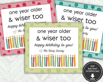 LDS Printable Relief Society Gift Tag, Birthday Gift for Ministering LDS, Bulk Relief Society Birthday Gifts Ideas