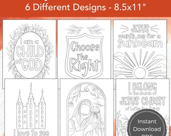 LDS Printable Primary Coloring Page, Easy Activity Day Idea, I am a Child of God Coloring Page, Temple, Scripture CTR and Jesus Christ Art