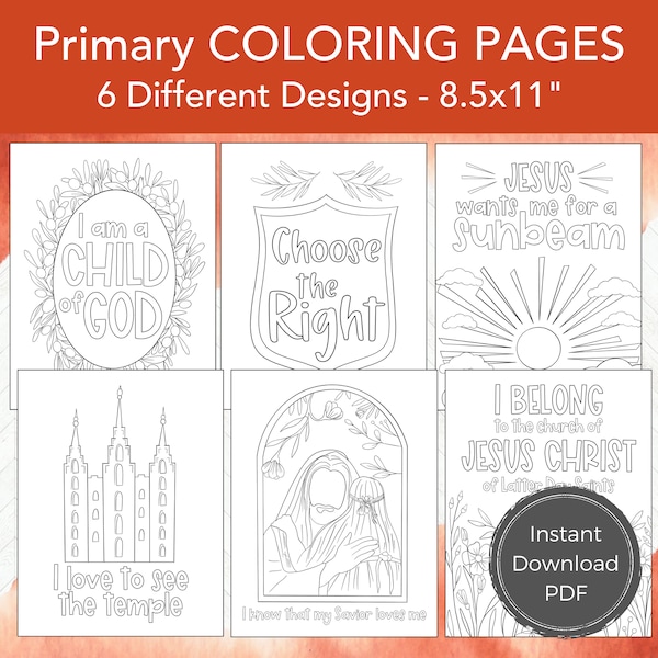 LDS Printable Primary Coloring Page, Easy Activity Day Idea, I am a Child of God Coloring Page, Temple, Scripture CTR and Jesus Christ Art