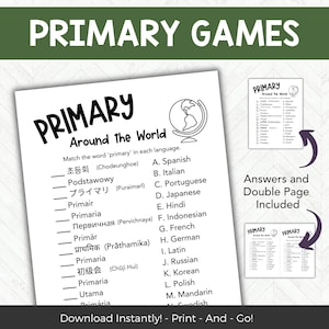 Primary Around the World LDS Primary Activity, Easy LDS Printable Game, Activity Days Sunday School Primary Game,