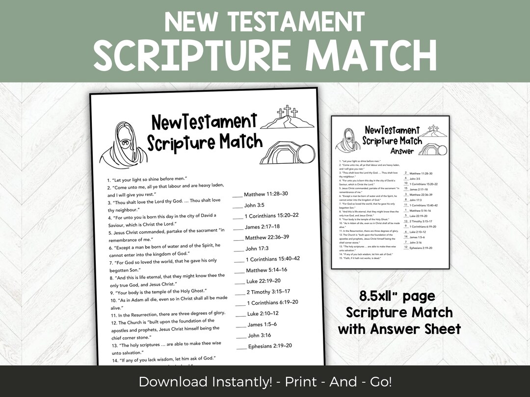 Scripture Man Game New Testament Scripture Matching Game, Bible Verse Activity Printable ...