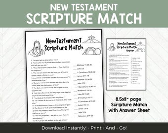New Testament Scripture Matching Game, Bible Verse Activity Printable, Christian Youth Group or Sunday School Game, LDS Seminary PDF