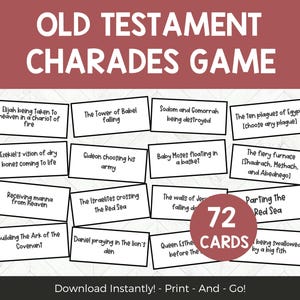 Old Testament Charades, Bible Games for Kids Teens and Adults, Christian Church Games, Scripture Trivia Activity Seminary Sunday School