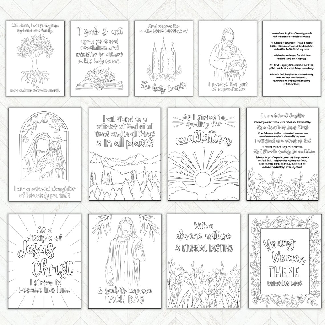 LDS Young Women Theme Coloring Book, Adult Coloring Pages, LDS ...