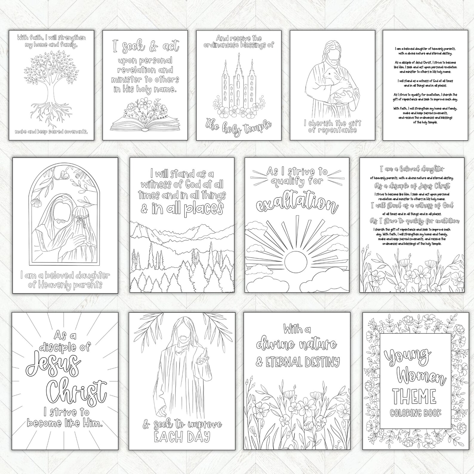 LDS Young Women Theme Coloring Book, Adult Coloring Pages, LDS ...