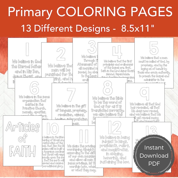Printable Articles of Faith Coloring Page - Etsy