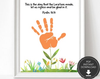 Rejoice Psalms Childrens Bible Verse Handprint Craft, Christian Preschool Scripture Handprint Art Activity, Childrens Bible Activities