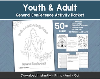 LDS Printable General Conference for Youth Teens and Adults, General Conference Notebook Activities and Coloring Pages, Activity Bundle