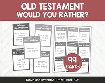 Old Testament Would You Rather Game, Bible Activity Cards for Kids or Youth Groups, Sunday School or Seminary, Printable PDF Download