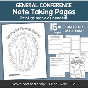 LDS General Conference Journal Printable, General Conference Notebook and Note Taking Pages, Quotes Notes Packet for Youth Teens and Adults
