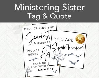 Halloween LDS Ministering Handout Gift Tag Printable, LDS Relief Society Gift Tag, Easy Ministering Sister Gift Idea for Fall