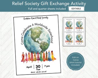 A Worldwide Sister Relief Society Activity, EDITABLE RS Invitation Flier, LDS Activities Template, Relief Society Birthday Celebration