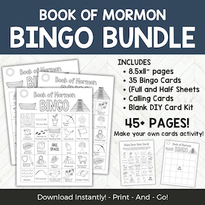 Book of Mormon Bingo Printable LDS Game For LDS Seminary Class or Sunday School, Easy Church History Activity For Teens Adults