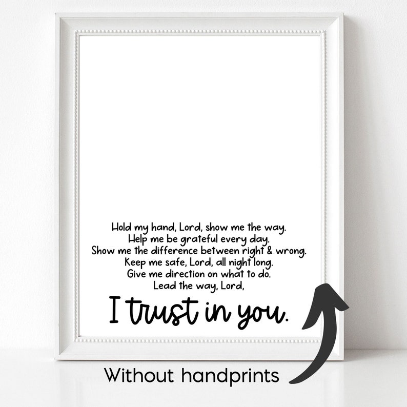 Trust in the Lord Poem Printable Bible Handprint Art, Handprint Craft ...