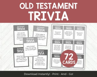Old Testament Bible Trivia, Bible Games for Kids Teens and Adults, Christian Church Games, Scripture Trivia Activity Seminary Sunday School