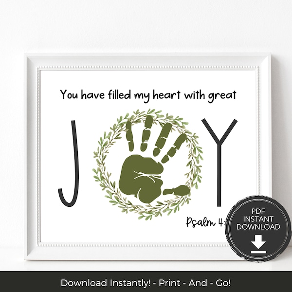 Psalms Joy Childrens Bible Verse Handprint Craft, Christian Preschool Scripture Handprint Art Activity , Childrens Bible Activities