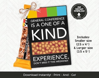 LDS General Conference Printable Gift Tag, LDS Conference Treat Tag, General Conference Reminder and Handout, LDS Ministering Sister Tag
