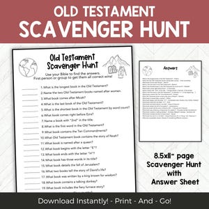 Búsqueda del tesoro del Antiguo Testamento, Juego de trivia bíblica del Seminario SUD, Actividad cristiana para jóvenes, Búsqueda de las Escrituras imprimible, Hoja de trabajo para el estudio bíblico