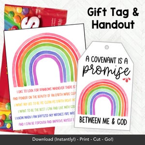 LDS Taufe Geschenk Anhänger, wenn ich getauft bin, Handout für Taufbündnisse, ich suche gerne Regenbogen, großartig für Acht Taufe
