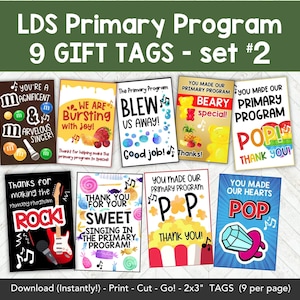 Etiquetas de regalo para el programa de la Primaria SUD para imprimir para niños y maestros, etiquetas de regalo de dulces SUD para imprimir, etiqueta de regalo imprimible para el programa de música de la Primaria