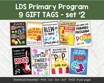 LDS Primary Program Gift Tags Printable for Kids and Teachers, Printable LDS Candy Gift Tags, Treat Tag Printable for Primary Music Program