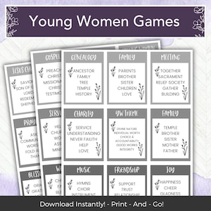 LDS Young Women Activity, Easy LDS Printable Game Idea, Young Womens Activites, YW Girls Camp Game, Taboo Word Game