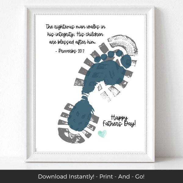 Christian Fathers Day Handprint Printable Fathers Day Card, Dad Gift from Kids, Bible Verse Sentimental Gift Dad, Scripture DIY Gift for Dad